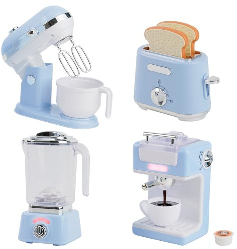 Kinderküche Spielset,Küche Rollenspiel Set mit Kaffeemaschine,Mixer,Mixer und Toaster mit realistischen Lichtern und Geräuschen,Geschenk für Kinder im Alter von 2 3 4 5 Jahren (Blau)