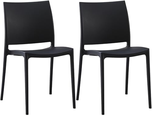 CLP Lot de 2 chaises de Jardin Meton empilables et resistantes aux intemperies, accoudoirs, Plastique Resistant aux UV, Charge Max 150 kg Couleur:Noir