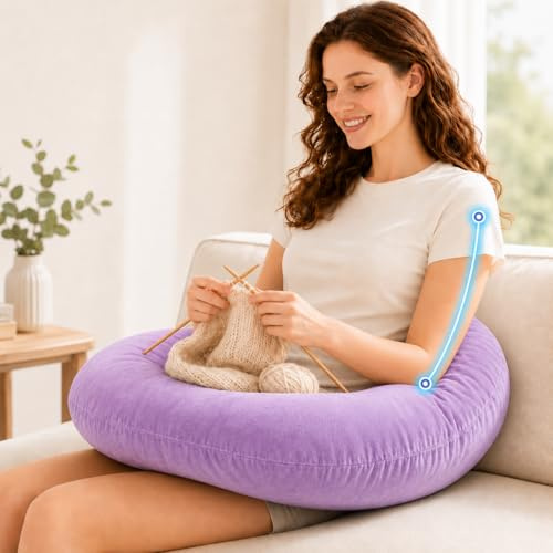 Oreiller de lecture et de jeu pour lit adulte et enfant : coussin de bureau pour s'asseoir dans le lit/canapé/sol - Oreiller compact de soutien des bras pour la lecture/les jeux/le travail/le crochet