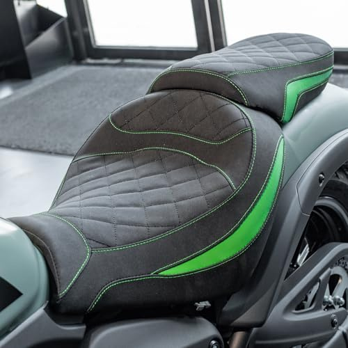 Sièges complet pour Vulcan S 650 EN650 VN650 2015-2024 2025 2026 Moto Avant et Arrière Conducteur Passager Coussin de Selle (vert)