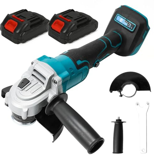 Amoladora angular inalámbrica, amoladora angular de 125 mm, 12000 RPM Amoladora inalámbrica, con 2 baterías, para cortar y pulir baldosas cerámicas, madera, piedra y acero