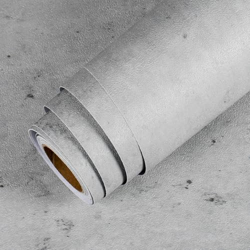 LACHEERY Papier Peint Gris Beton Adhesif Revetement Mural 40cm x 200cm Papier Adhesif Pour Meuble Effet Beton Lavable Papiers Peints Auto Adhésif Vinyle pour Mur Armoire Table Stickers Porte Salon