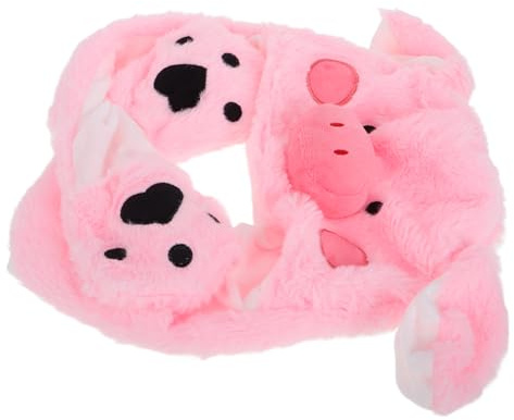 Garneck Bonnet avec Oreilles Qui Bougent Cochon en Peluche Rose, Écharpe Multifonction Légère et Coupe-vent, pour Fêtes et Célébrations