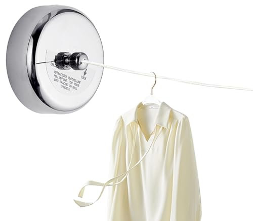 Corde Per Il Bucato Esterno Retrattili | Corde Da Bucato A Parete Montabile,Cavo Acciaio Inox Montaggio a Parete Portatile Risparmio Spazio per Bagno Campeggio Balcone Doccia Viaggio