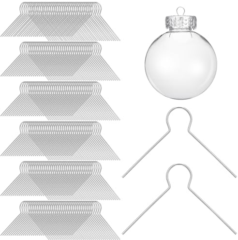 Moxweyeni 100 Pieces Christmas Spring Steel Silver Wire Ornament Hangers for Porcelain Ceramic or Glass Christmas Ornaments
