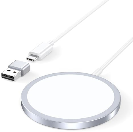 Magnetic Wireless Charger, 15W Fast Mag-Safe Charger for iPhone 17/16 Pro Max/16 Pro/16 Plus/16/15/14/13/12 Series and AirPods 4/3/2/Pro，Wireless Charging Pad (White)