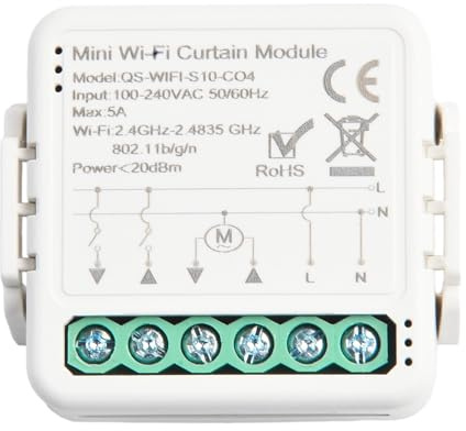 Honseadek WiFi Smart Roller Shutter Switch Relay Module For Electric Motorized Curtains Blinds Awnings Percent Timer Function,Compatible(wifi)