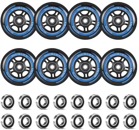 LALAGO Lot de 8 Roues de Rollers en Ligne, 84mm Roues de Patins à Roulettes de Rechange Avec Roulements ABEC 9
