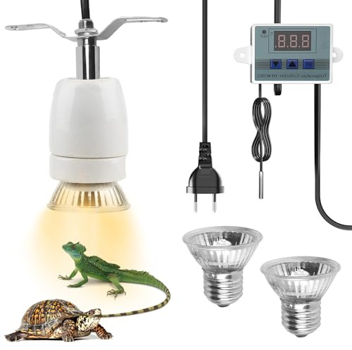 XUXLEKK Lampara Tortugas De Agua, Control Inteligente de Temperatura Lampara Para Tortugas, Regulable Lámpara De Calor, 360° Rotación, Lámpara De Reptiles Y Anfibios Para Tortuga,Lagarto