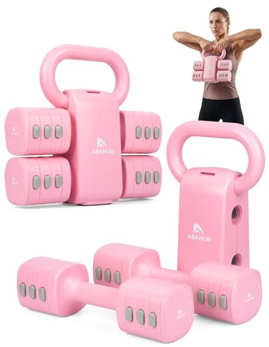 Abahub Kettlebell Verstellbar 2 in 1 Kettlebell Dumbbell Set Adjustable Hanteln 2er Set Kurzhantel Frauen Damen für Anfänger Hause Gym Training 5.5KG Gewichte Set Rosa