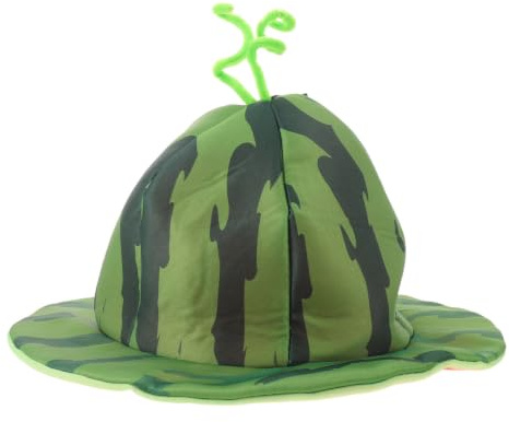 jojofuny Funny Watermelon Shaped Hat, Breathable Cloth Material with Realistic Watermelon Patterns, Portable Summer Vacation Headwear for Tropical Dress Parties and Beach Events