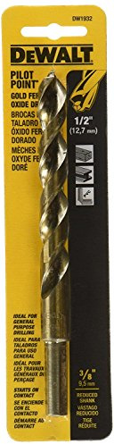 DEWALT DW1932 1/2-Inch Gold Ferrous Oxide Pilot Point Twist Drill Bit