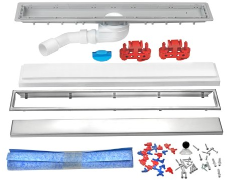 CornatKomplettset Duschrinne 950 x 70 mm / Bodenablauf / Ablaufrinne / Fliesenflansch / Duschablauf / DR95070