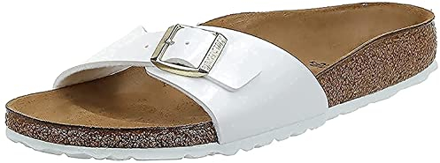 BIRKENSTOCK Classic 1005309 Madrid Birko-Flor, Damen Pantoletten, Weiß (Weiss Lack), 38 EU (5 UK)