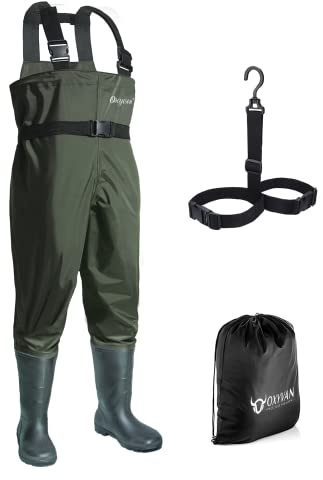 OXYVAN Chest Waders with Boots for Men & Women, Nylon/PVC Lightweight Fishing Wader with Boots Hanger