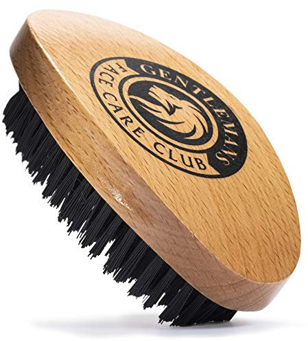 Gentlemans Face Care Club Vegan Friendly Beard Brush For Men - 100% Cruelty Free Synthetic Bristle With Beech Wood Handle - Shape And Style Your Beard + Use With Beard Oil, Balm Or Wax