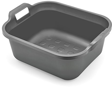 Addis Eco Made from 100% Recycled Plastic Washing up Bowl with Twin Handle, 10 Litre, Eco Metallic Grey