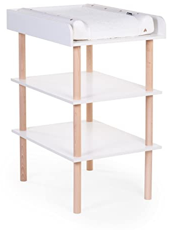 CHILDHOME, Table À Langer Bébé, Robuste, Sécurité Optimale, Design, Tablettes Pour Rangement, 73 X 55 X 100 cm, Bois Naturel De Hêtre