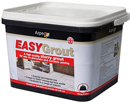 EASYGrout Slurry Patio Grout For Outdoor & Indoor Ceramic Or Porcelain Floor Tiles 15kg Flowable All Weather Paving Jointing Compound Easy Mix With Water, Covers Up To 20m² - Blanco