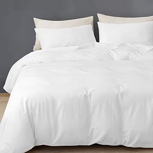 GREATOYAR Juego de Nórdica,Juego de Funda de Edredón, Set de 3 Piezas, 1 Funda Nórdica, 1 Sábana Bajera Ajustable, 1 Funda de Almohada, 100% Poliéster, Transpirable, para Cama 90cm, Blanco
