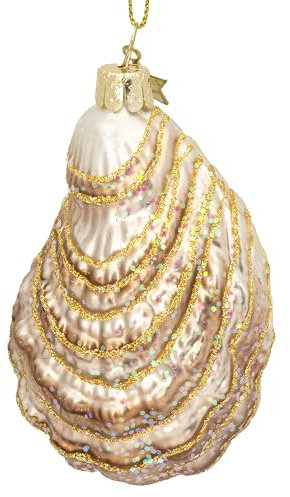 SIKORA Auster mit Perle besondere Weihnachtskugel Glas Christbaumschmuck Deko Figur Weihnachten Anhänger Ornament - Trend Line - BS563