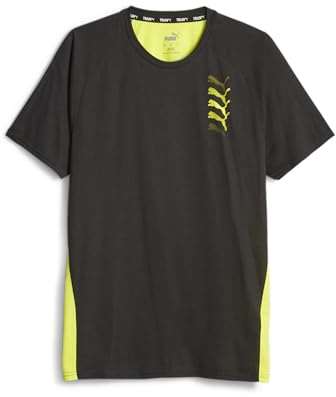 PUMA Herren Puma Fit Triblend Ultrabreathe Tee T Shirt, Puma Black-yellow Burst, M EU