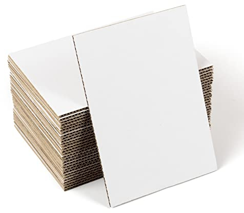 30 planchas Cartón Corrugado blanco DIN A5 (148 x 210 mm), Laminas de cartón ondulado rígido 4 mm, para manualidades, refuerzo de sobres, cajas, maquetas