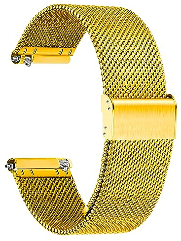 TStrap Mesh Watch Strap Metal - Gold Quick Release Watch Bands for Men Women - Stainless Steel Smart Watch Straps Bracelet Replacement - 18mm 20mm 22mm