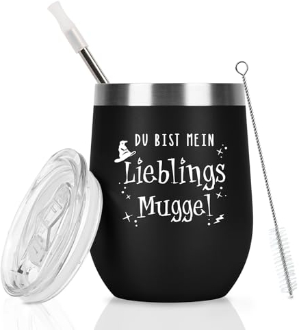 Livole Geschenke für Männer, Freund, Mann Weihnachten, Weihnachtsgeschenke für Männer, Beste Freunde Geschenk - Du bist mein Lieblings Muggel - 12oz Coffee to go Becher, 350ml Edelstahl Thermobecher