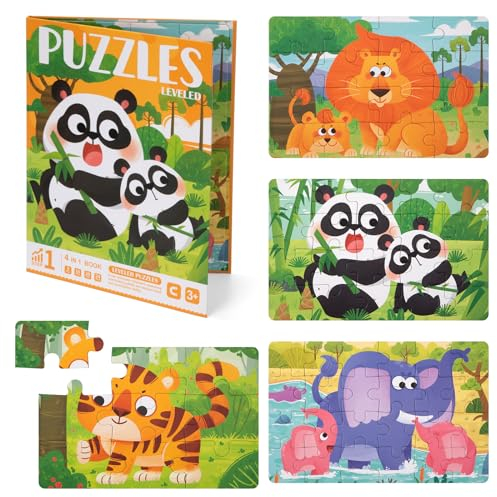 Kinderpuzzle Magnet Puzzle, 69 Teile Tiere Puzzle Buch Montessori Spielzeug Holzpuzzle Reisespiele Lernspielzeug Geschenk für Kleinkind Jungen Mädchen ab 3 4 5