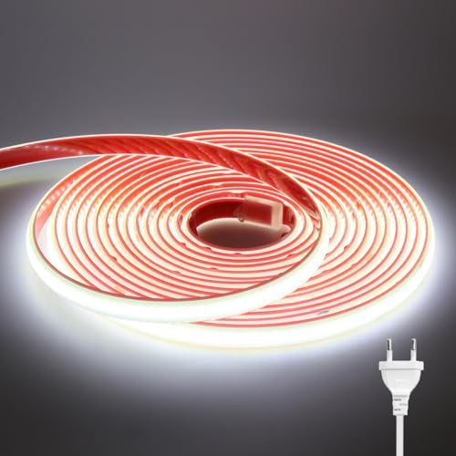 Wisada 220V COB Tira LED[3M,Blanco 6000-6500K],288 LEDs/m Cortable Silicona FCOB LED Rope Light CRI90+,Estanco Flexible,Navidad,Fiesta,Boda,Halloween Hogar/Tienda Decoración Iluminación