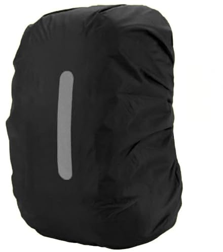 PINEPAN Protector de lluvia para mochilas escolares, impermeable y antimanchas, con reflectores, color negro, 60 l