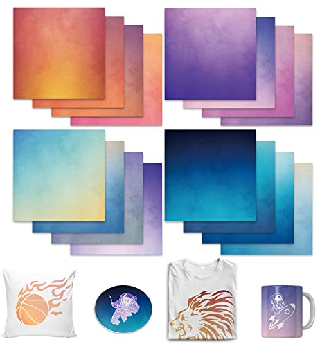 WOWOCUT Infusible Transfer Paper -Tintenblätter, 16 Stück, 30,5 x 30,5 cm, einfarbiges Transferpapier, Sublimationstintenblatt für DIY-T-Shirt, personalisierte Kaffeetassen, BabySuits
