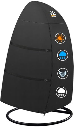 Zettum Housses de oeuf suspendu 114 x 83 x 172 cm, Couverture de Fauteuil Suspendu imperméable et robuste pour balancelle de terrasse à suspendre avec revêtement PU Housses pour mobilier de jardin