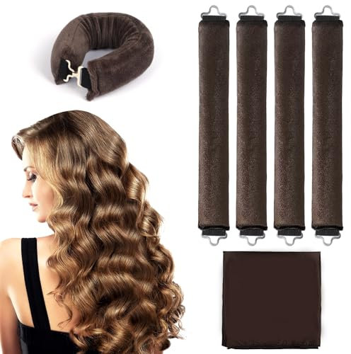 GROFIS 5 bigodini senza calore per tutti i capelli lunghi e corti, colore marrone