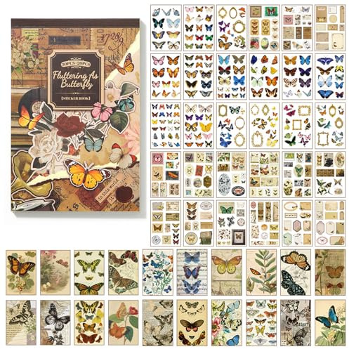 OSLEY Vintage Scrapbook Stickers Book con 30 fogli Washi Stickers e 20 fogli Scrapbook Paper Vintage Scrapbook Book Book per Bullet Junk Journal, Scrapbooking Supplies per adulti