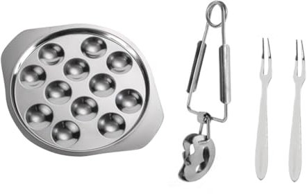 Alipis Plato Para Caracoles Bandeja Para Hornear Tenedor y Pinzas Plato Inoxidable Utensilios De Cocina