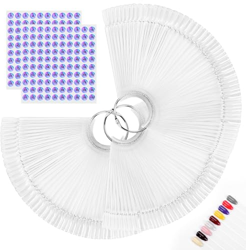 150pcs Nail Swatch Sticks with Ring and Number Stickers, Color Swatches for Nail Polish Display Nail Art Supplies for Nail Techs Must Haves Nail Stuff