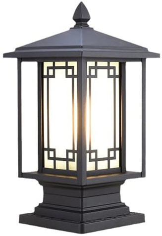 YGZPALH. Modern Pillar Lamp Glass Landscape Lighting Outdoor Lantern Column Lamp Fence Deck Cap Lamp Waterproof Post Light Fixture with E26 Socket for Path Lawn Yard Patio Porch