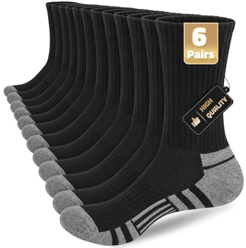 Calcetines Hombre Deportivos Algodón Transpirables Calcetines Deporte Tenis Acolchado Antiampollas Senderismo Deporte Cusión Transpirables Cómodos Suaves para Senderismo Running Ciclismo 6 Pares