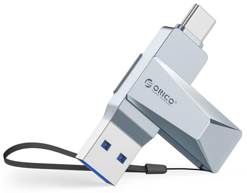 ORICO Chiavetta USB 128 GB USB 3.2 Memory Stick OTG fino a 150 MB/s 2 in 1 Tipo C Flash Drive in metallo per iPhone 17/16/15/Smartphone Android/Tablet/Mac/Laptop/PC, Blu, CB05