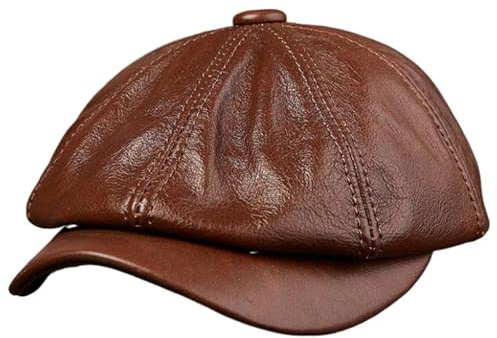 PADGCNOR Svart ballongmössa för män, åttakantig mössa, för män, höst och vinter, skräddarsydd vintagemössa, basker (brun, XL (57–58 cm))
