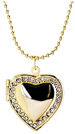 Collar con medallón de corazón de plata de ley 925 para mujer, colgante con forma de foto, imagen que contiene imágenes