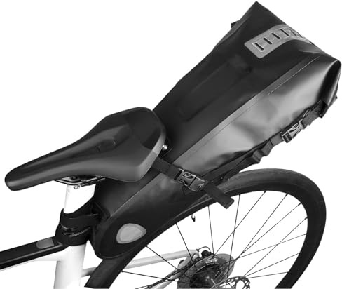 Aomiun Bike Saddle Bag, 10L Large Capacity Bike Tail Bag with Internal Support Frame, for Mountain Road Riding and Daily Commutes (All Black)
