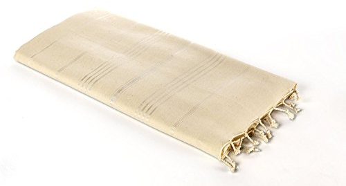 Carenesse Hamamtuch Sultan 100 x 170 cm Natur I Extra breites Hamam Handtuch aus ungebleichter Baumwolle mit feinen Streifen I Pestemal/Fouta/Saunatuch saugfähig & schnelltrocknend