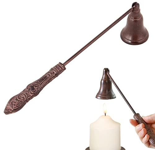 Candle Snuffer Cast Iron Antique Brown Ornate Handle Candle Extinguisher Stick Wedding Anniversary Fathers Day Candle Gift (Z148)