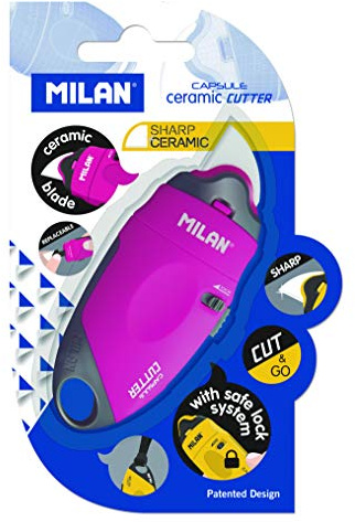 Milan BWM10337 Capsule - Cortador con hoja de cerámica, Colores Surtidos (Rosa, Amarillo, Negro)