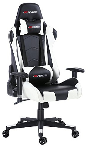 GTFORCE PRO FX RECLINING SPORTS RACING GAMING OFFICE DESK PC CAR FAUX LEATHER CHAIR (White)