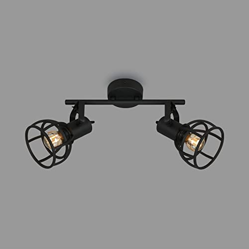 Briloner 2669-025, Lampada da soffitto retrò, 2 luci, faretti, plafoniera vintage, E14 max 25 Watt, paralume regolabile, nero
