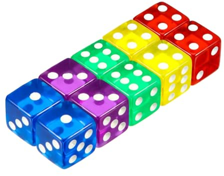 10 Pcs dés en Coin Arrondi, 16 mm Jeu de Dés en Acrylique de, Dés de Jeux, pour Jeux de Société